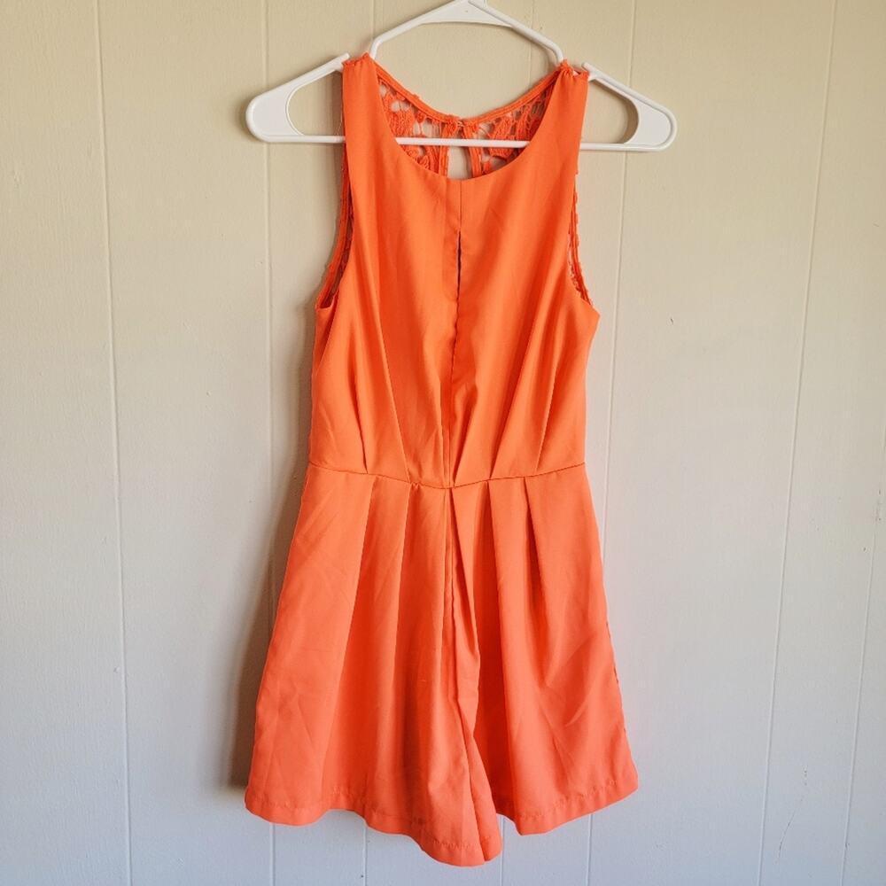 L'atiste by Amy Orange Lace Back Romper